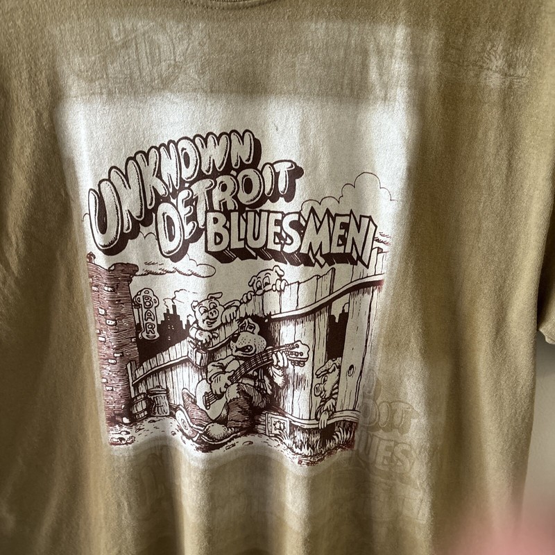 “UNKNOWN DETROIT BLUESMEN” T-shirt R.Crumb album cover design Cool Factory Flaw
