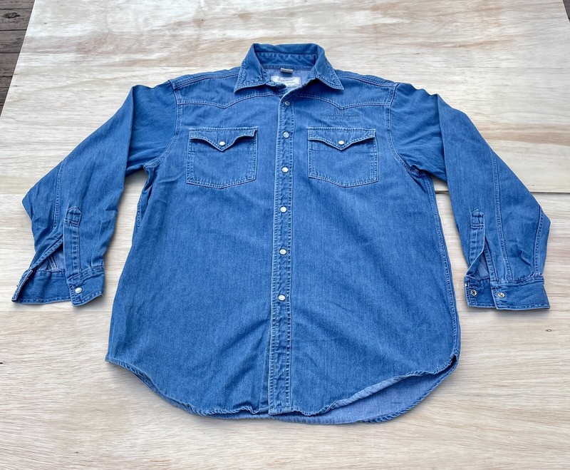 Haleman Registered Trademark Blue Denim 100% Cotton Jacket Mens Womens Size S