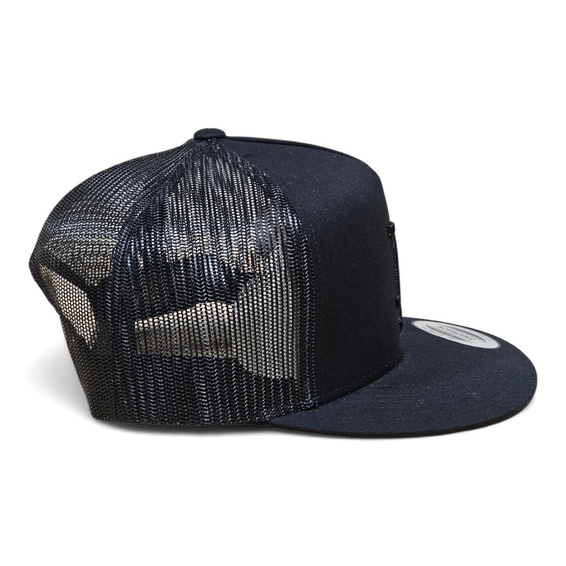 3D LA BLACK Embroidered BLACK & BLACK Flat Bill Snapback Yupoong Trucker Hat NEW gallery