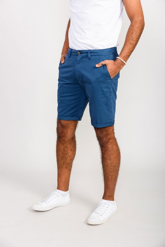 D555 Duke Mens Blue Stretch Chino Shorts 30 32 34 36 38 40 (201302R) gallery
