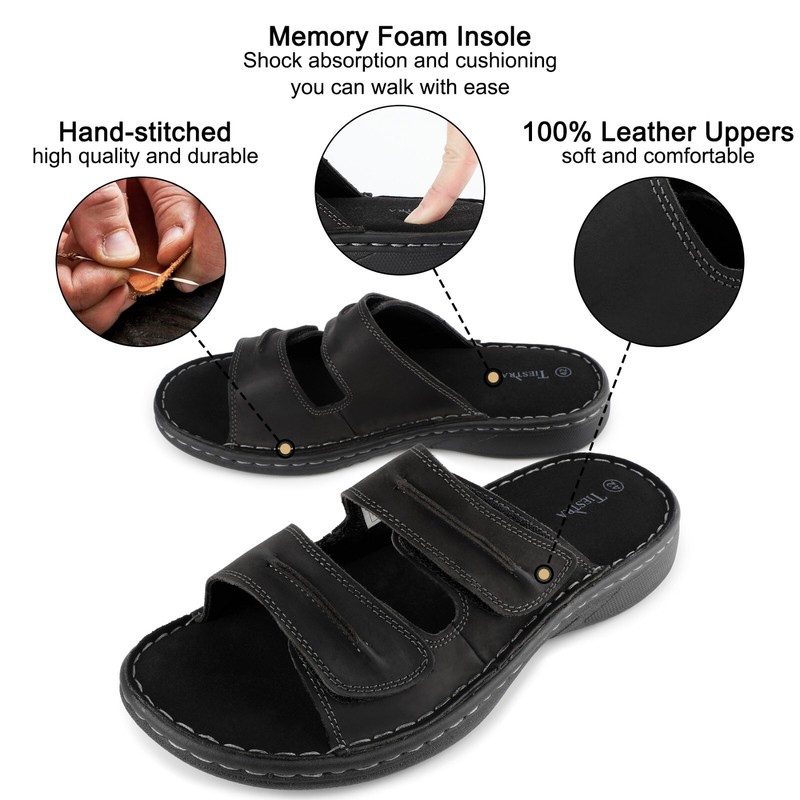 TIESTRA Men's Slides Sandals Casual Comfortable Flip Flops Slip On Slippers gallery