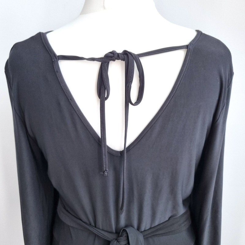 Club L London Maxi Dress UK 20 Black Ruched Open Back Evening Occasion Gothic gallery