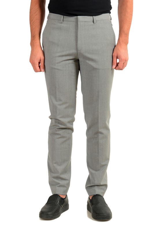 Hugo Boss Men’s “Hesten194” Gray Wool Flat Front Dress Pants 30 32 34 36 38 40 R