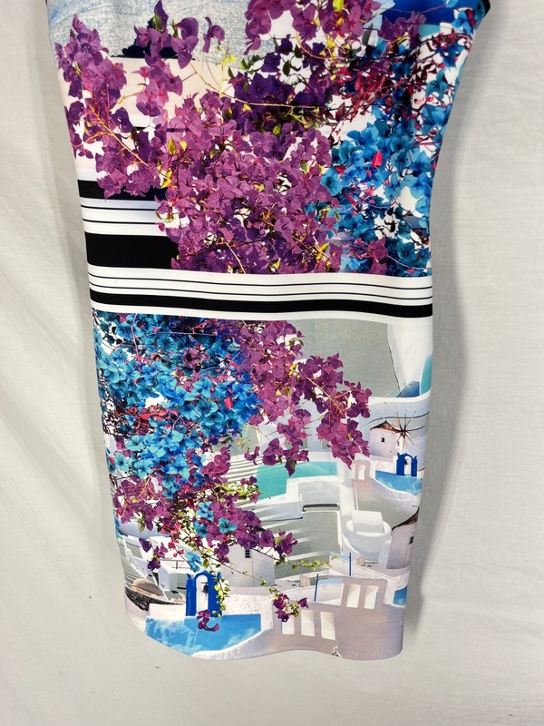 Clover Canyon Floral Print Scuba Bodycon Dress SZ M Racerback Neoprene Fitting gallery