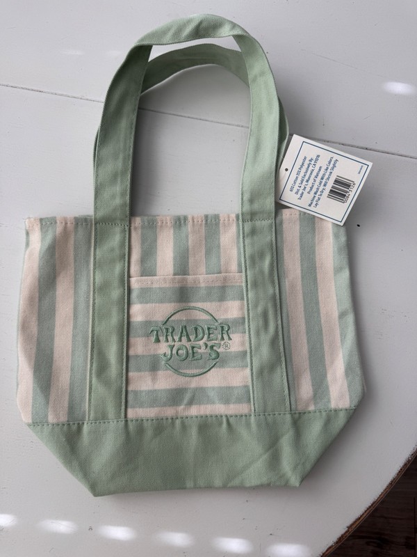 Striped Green Trader Joe’s Mini Tote with Tags