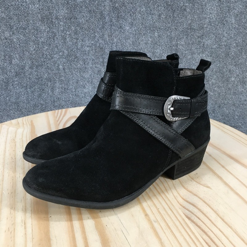 Earth Boots Womens 9 M Peak Porter Casual Side Zip Ankle Bootie Black Suede gallery