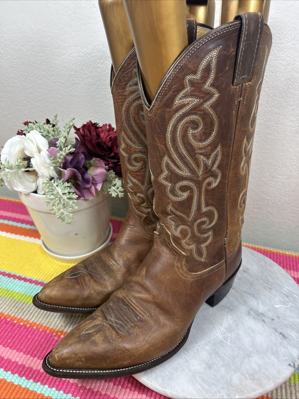 Justin 2252 Classic Western Cowboy Apache Brown Leather Boots Men’s Size US 10 D
