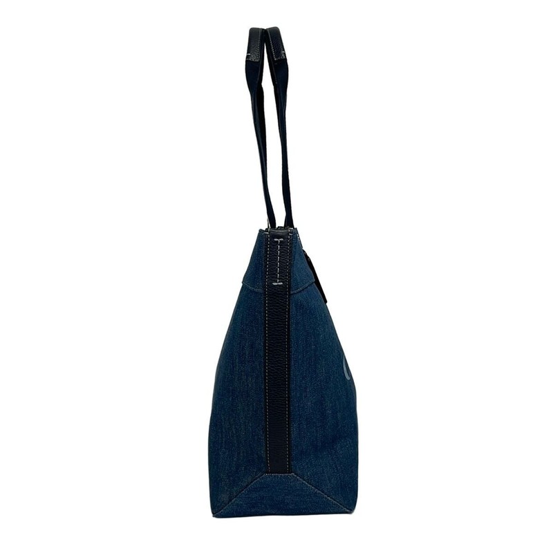 COACH Denim Leather Horse and Carriage Tote Bag Navy 67415 From Japan Auth gallery