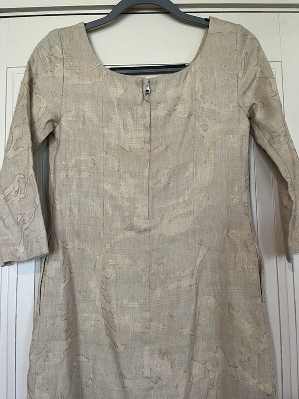 J.CREW Dress Womens S Size 0 Beige Gold Woven Linen Silk Cotton Sheath gallery