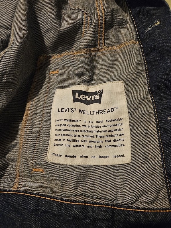 $168 Levi's Wellthread Collection Trucker Jacket Cottonized Hemp Blue Men's L gallery