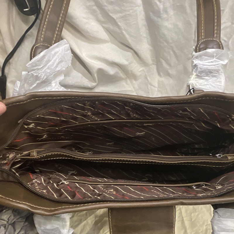 Montana West Brown Western Tooled Floral Studded Satchel zip top w/ gun holster gallery