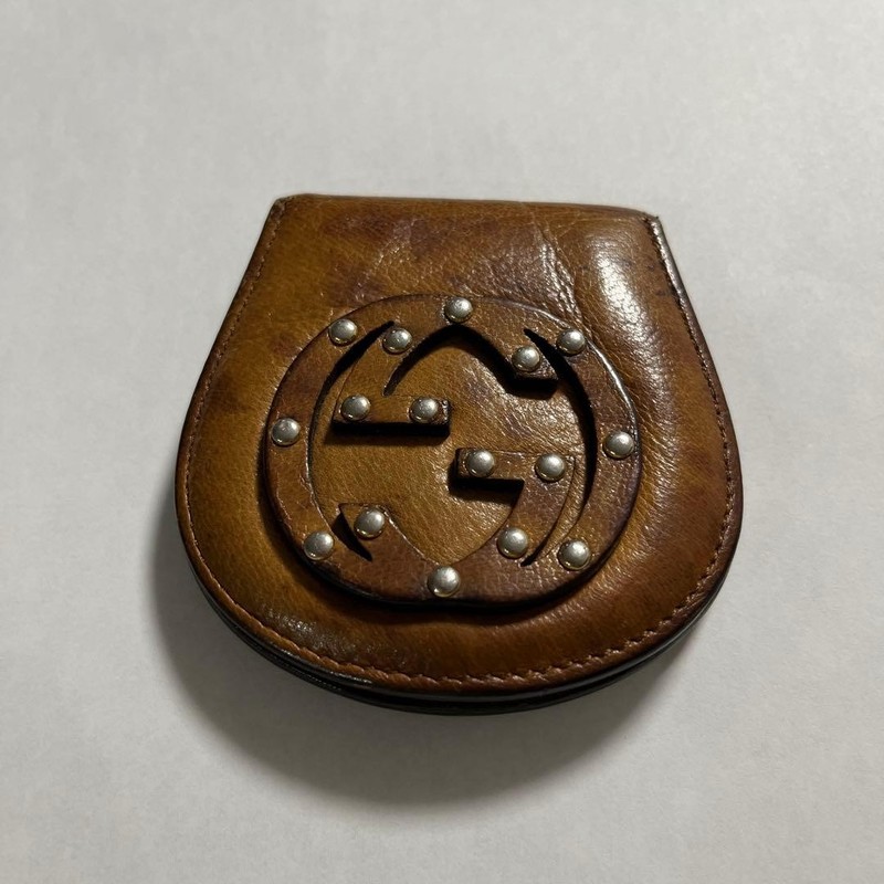 Gucci Coin Case Leather brown Vintage Fashion Accessories elegant D548 FS