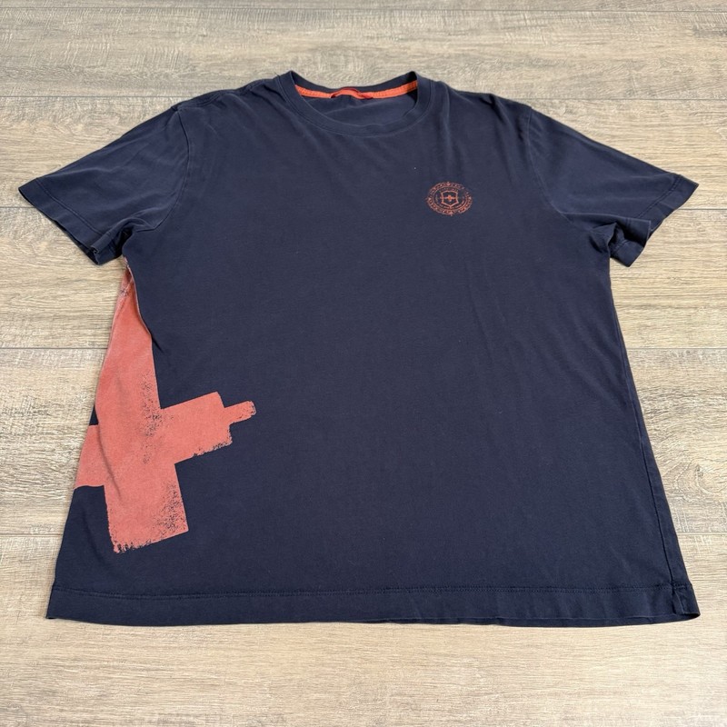 Rare Victorinox Mens T-Shirt Size Medium / Large Blue Cotton W/ Red Cross B14