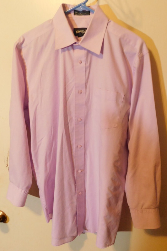 Omega Italy~Men's 16-16 1/2 Large (32-33)Long Sleeve Shirt RN#153145 Pink/Purple gallery