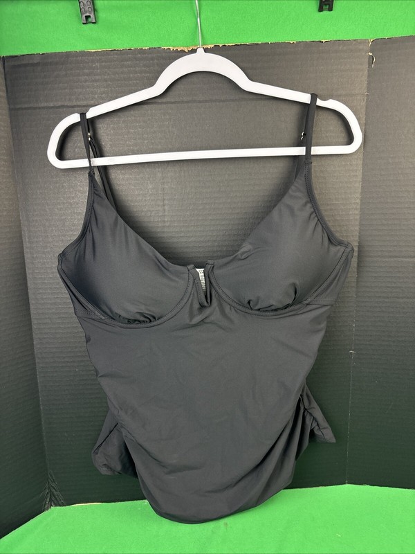Anne Cole Ladies Tankini Swim Top Size Large Black gallery