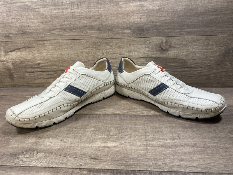 Pikolinos Slip On Loafers Driving Shoes White Blue Leather Mens Size EU 41 US 8 gallery