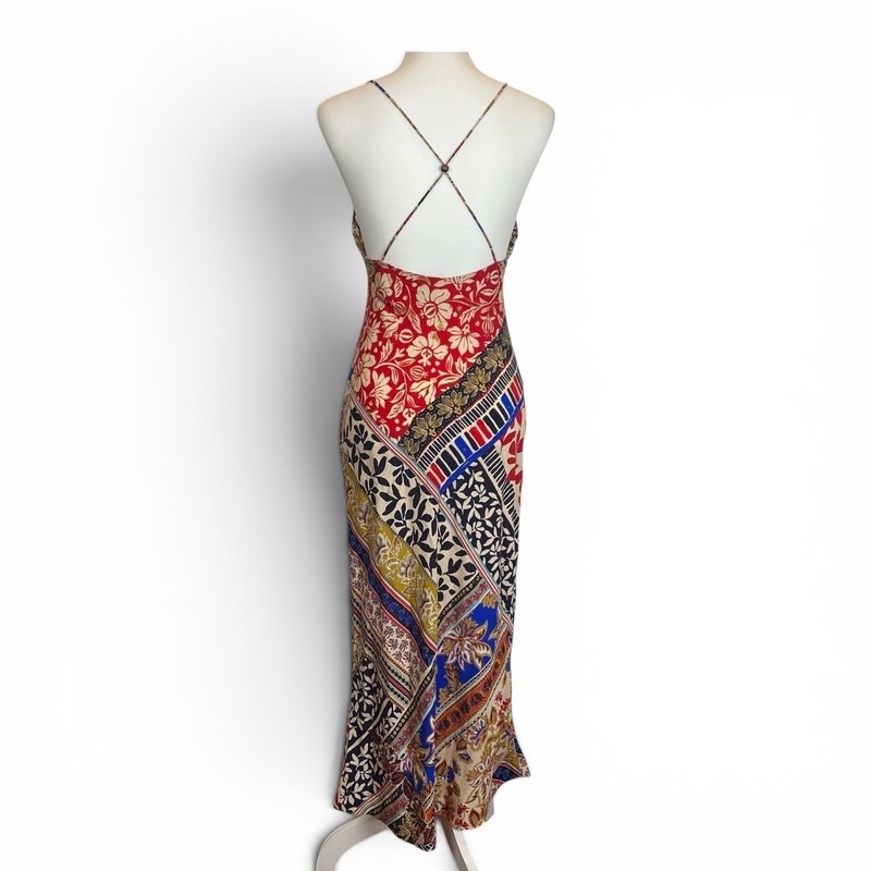 Zara Multicolor Floral Beaded Strappy V-Neck Midi Slip Dress Sz XS, Boho. Tribal gallery