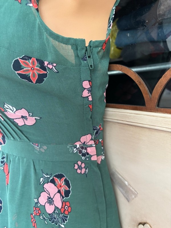 ModCloth "Oh Say Can You Museum" green butterfly and floral print A-line dress gallery