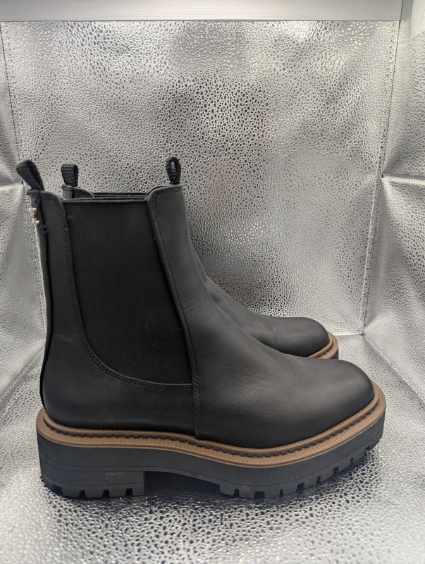BC Footwear Boots Womens Size 6 Black Laguna Chelsea Ankle Lug Sole Leather gallery