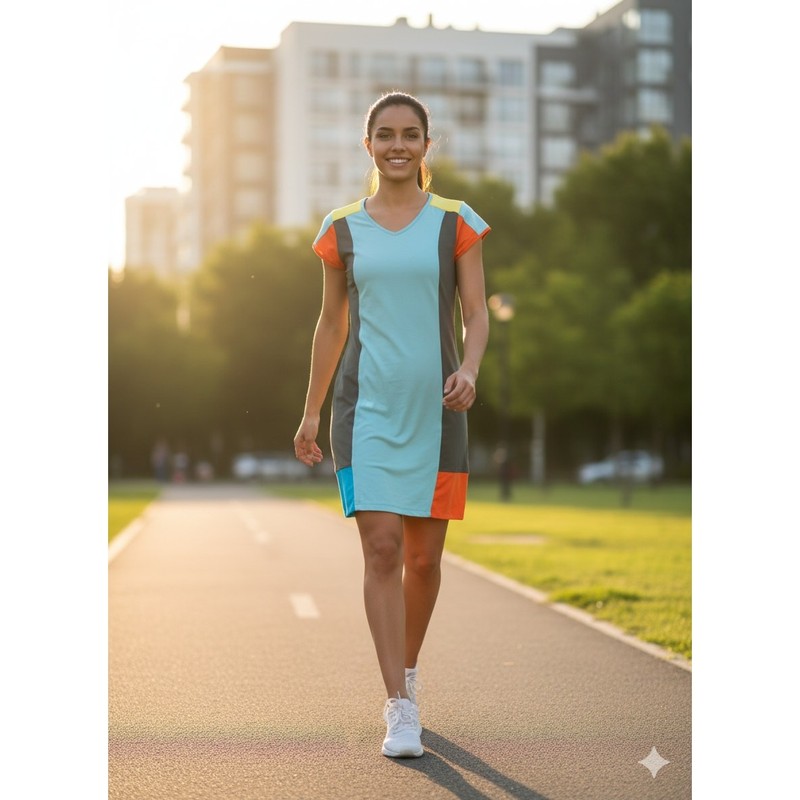 Title Nine Womens M Athleisure Outdoors Artsy Y2K Colorblock Regulator Dress gallery