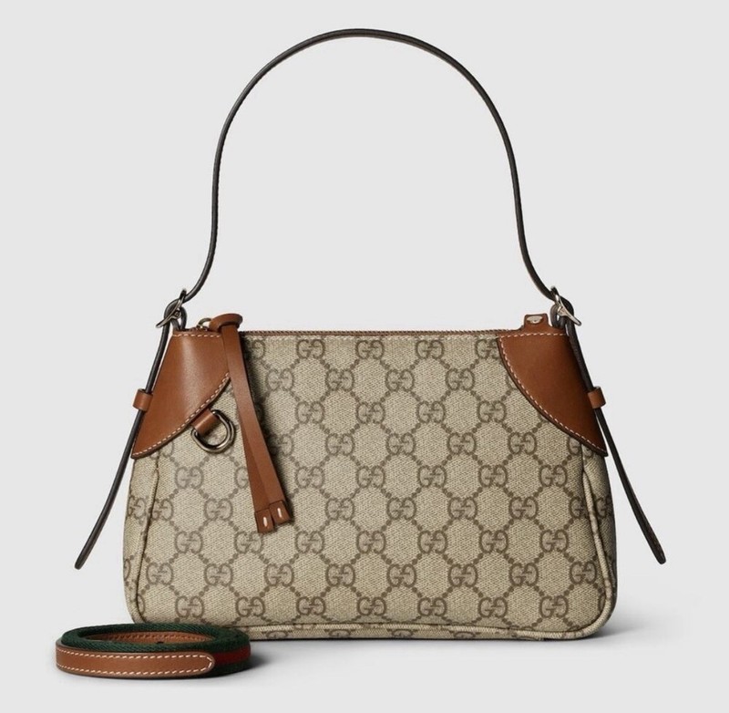 Gucci GG Emblem Small Shoulder Bag Brown Supreme Coated Canvas