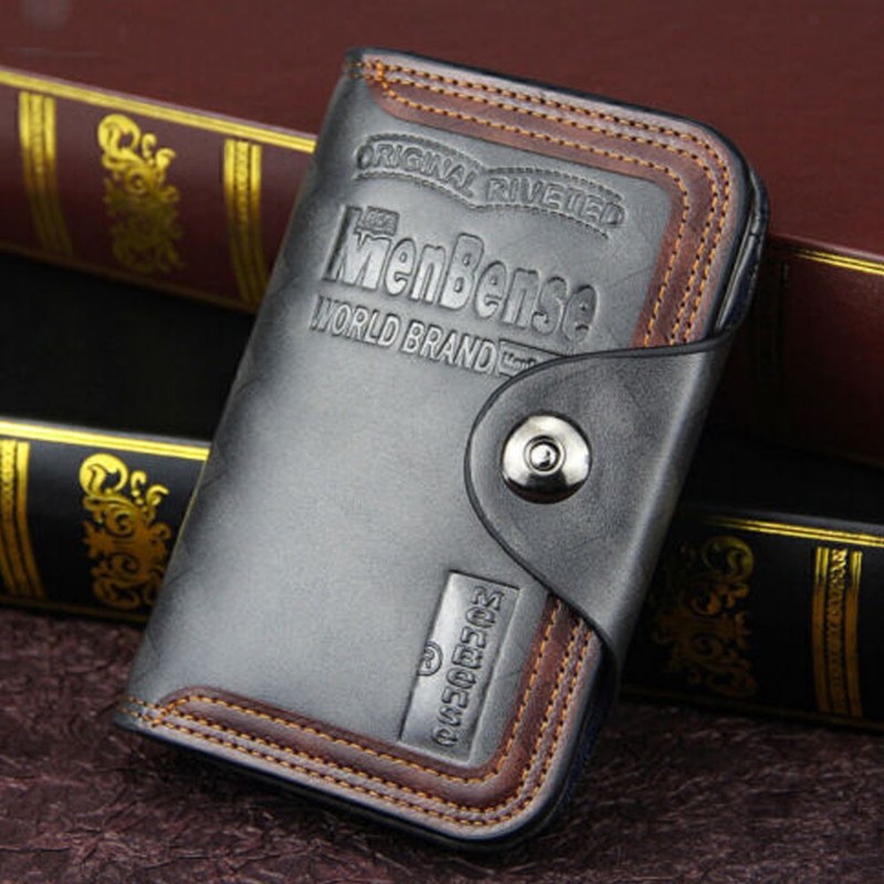 Credit Card Holder Wallet With Hasp Men's S4 Retro Leather Vertical Section US gallery
