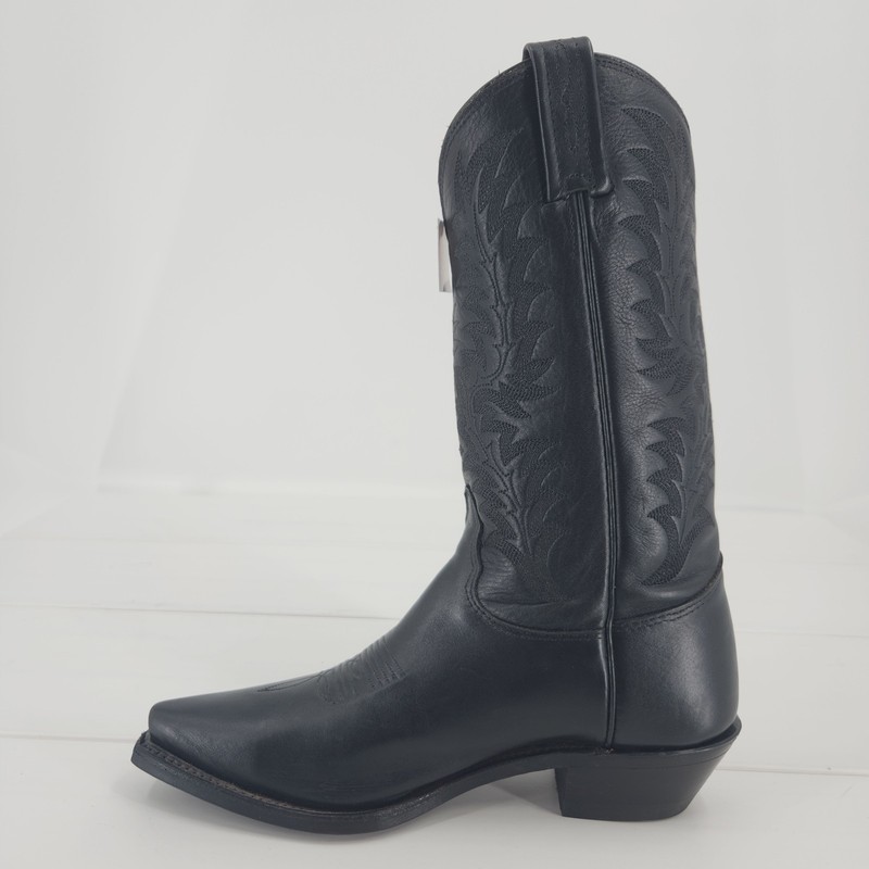 Vintage Tony Lama 1799L Black OL Buck Cowboy Boots Men 7.5B LN Toe USA NOS w/Box gallery