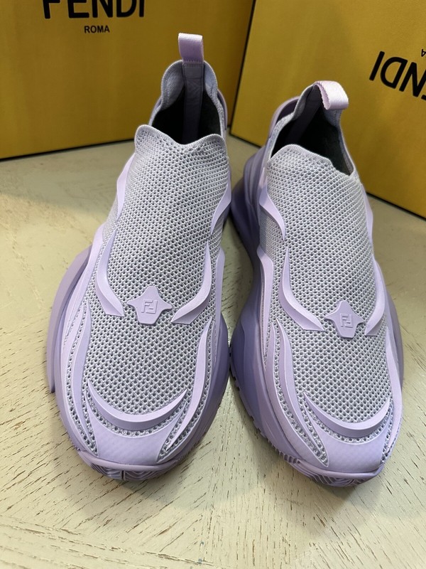 NIB $1050 Fendi Men Flow Knit Low Top Sneakers Lilac/Purple 13 US/12 UK 7E1504 gallery