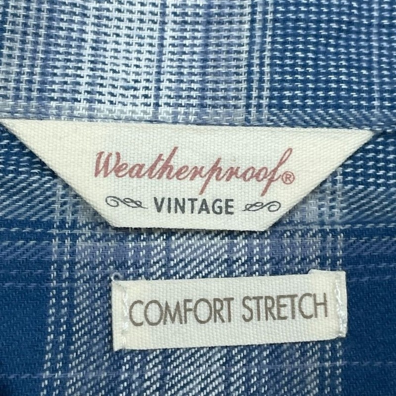 Weatherproof Vintage Womens Blue Plaid Comfort Stretch Button-Down Shirt S d0015 gallery