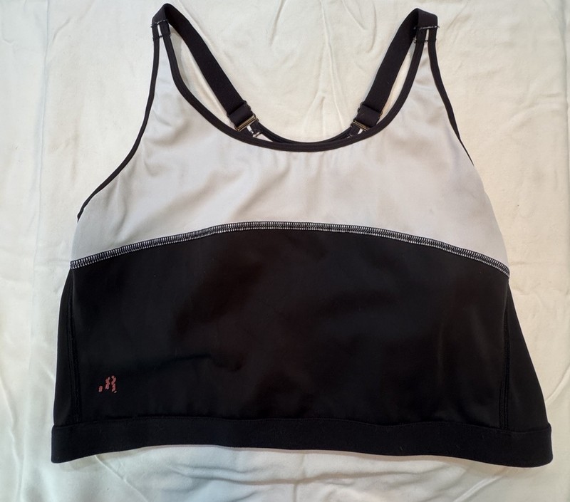 Ruby Ribbon Sport Demiette Wire-Free Racerback Sports Bra Black & White Size 44