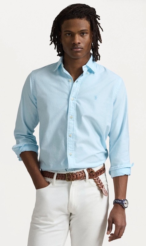NWT Polo Ralph Lauren BLUE GARMENT DYED Classic Fit Long Sleeve Oxford Shirt