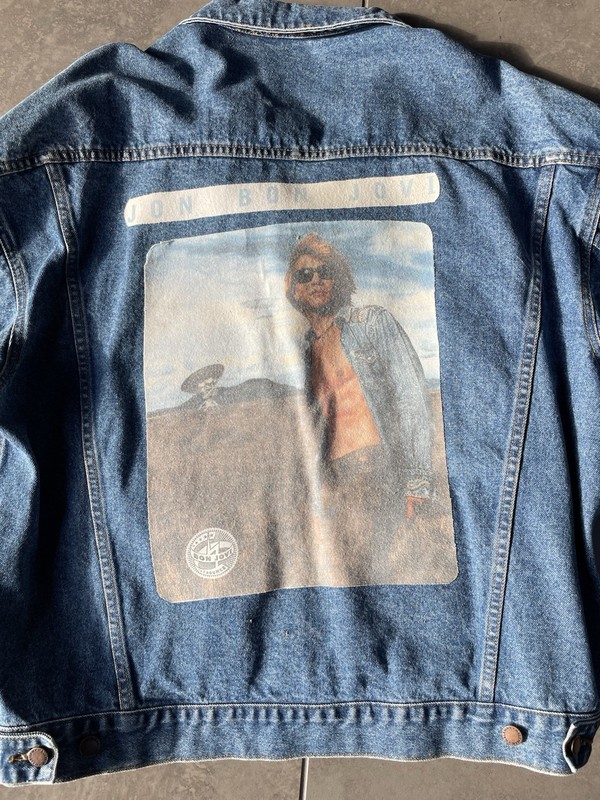Vintage Bon Jovi One Wild Night 2001 Tour Denim Jacket XL Haleman Custom Patch gallery
