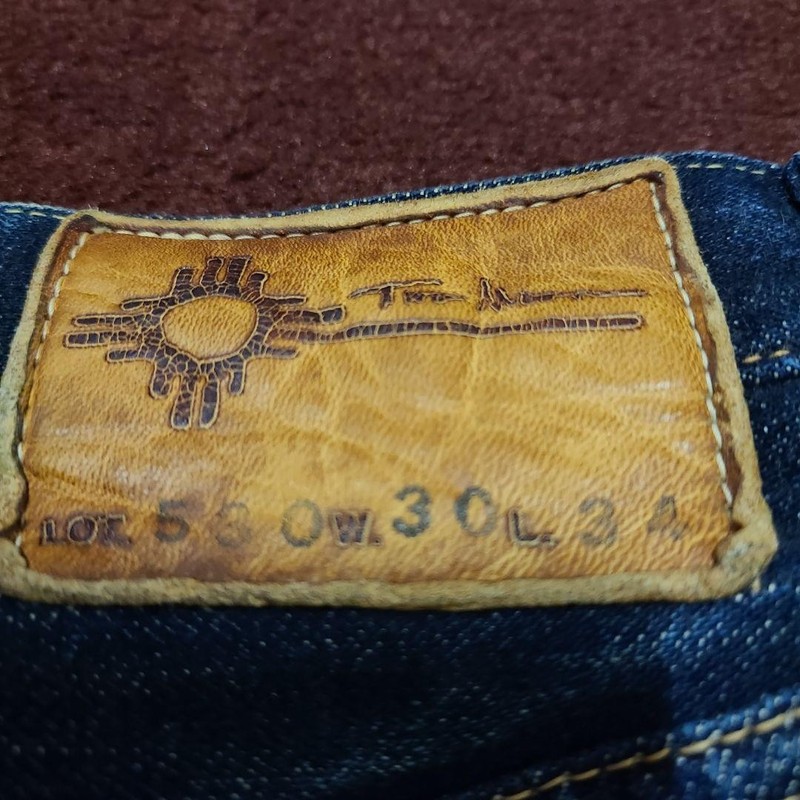 Two Moon XX Denim W30 Leather Patch Chain Stitch Straight Jeans gallery
