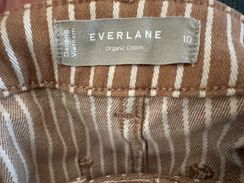 Everlane The Utility Barrel Pant Size 10 Tan White Stripe gallery