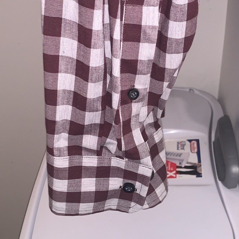 Goodfellow & Co Men's Slim Fit 2XL Burgundy/White Check L/S Button-Down Shirt gallery