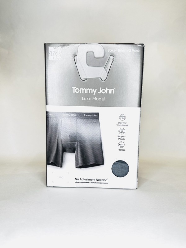 New Tommy John Men's 3-Pack Luxe Modal Boxer Briefs, Medium Black/ Turbulence/Mo gallery