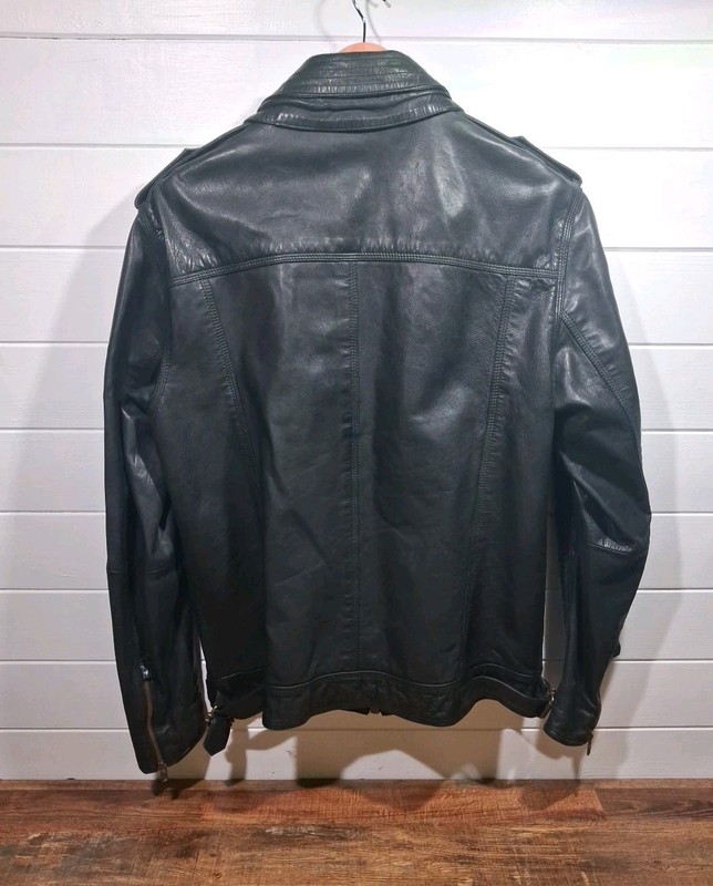 Vintage Men's Superdry Ryan Black Leather Jacket UK Size XXL Excellent Condition gallery