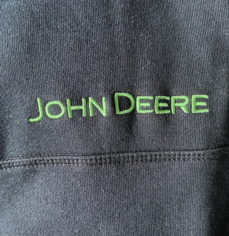 John Deere Men's Quarter Zip Pullover Black Size L Hoodie Pocket Kangaroo Hooded gallery