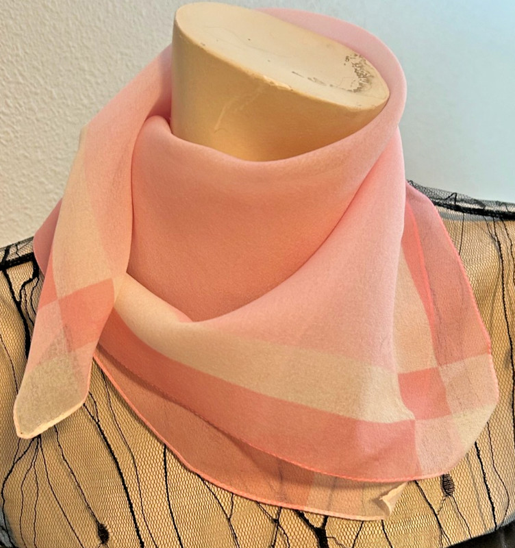Vintage 19 x 20 In. Light and Dark Pink Geometric Polyester Scarf -VS-111 gallery