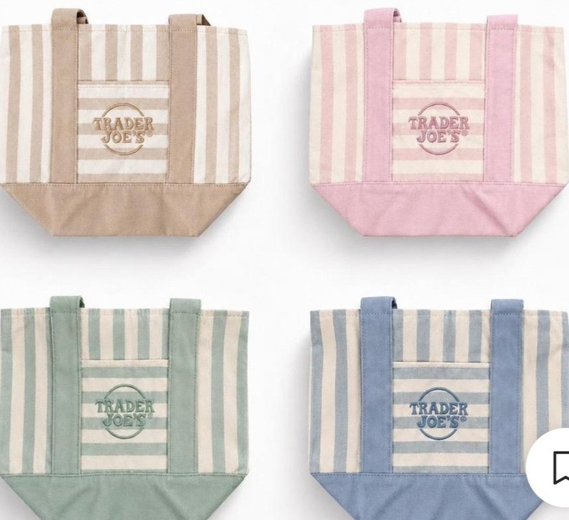 Collectibles trader joes pale & stripes mini canvas tote bag set of 4