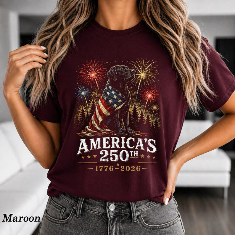 America's 250th Anniversary Dog T Shirt Patriotic Lab 1776-2026 USA Tee gallery