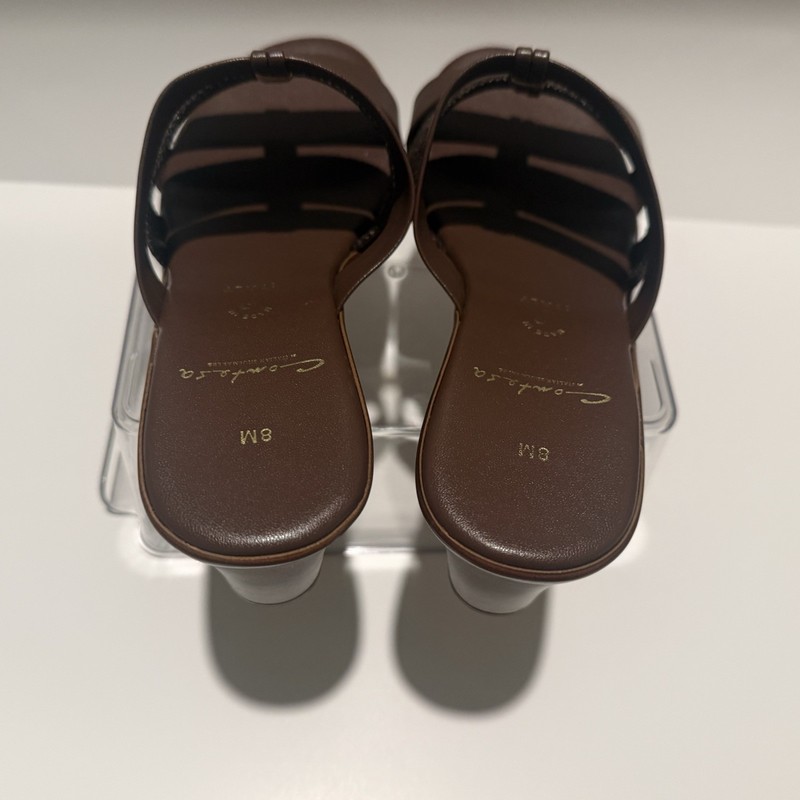 Contesa Women’s Brown Leather Wedge Slide Sandals Slip-On Solid US 8 gallery