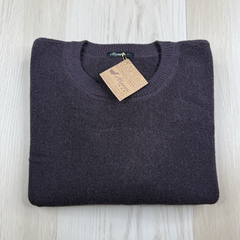 Alpaca Suri Crewneck Sweater Mens Size XL Purple Crewneck Pullover Knit NEW