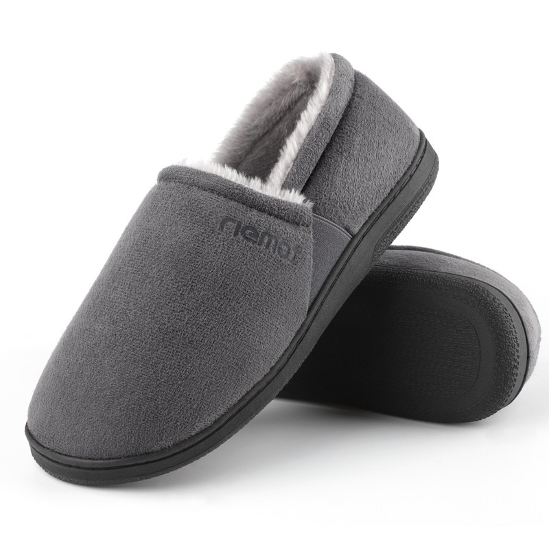Riemot Men’s Moccasins Women’s Warm Soft Foam Memory Shoes Slip-on house shoes