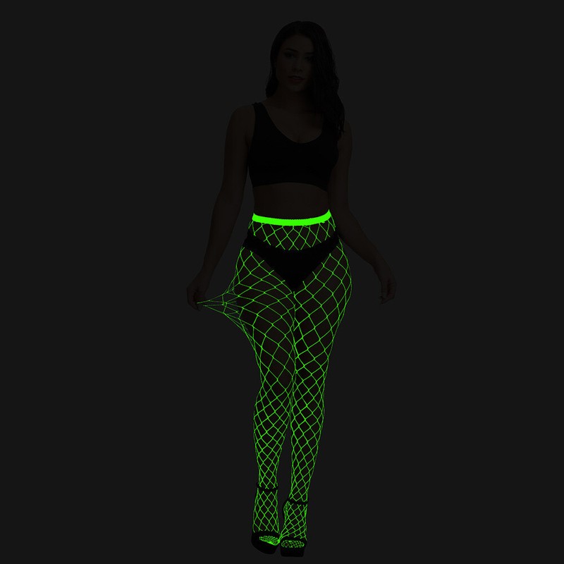 Luminous Glowing Lingerie Sexy Bodystocking Women Fishnet Outfit Bodysuit Party gallery