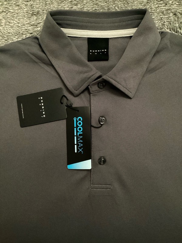 Dunning Men’s Size M Gray Cool Max long sleeve golf polo Micro Mash Quick Dry gallery