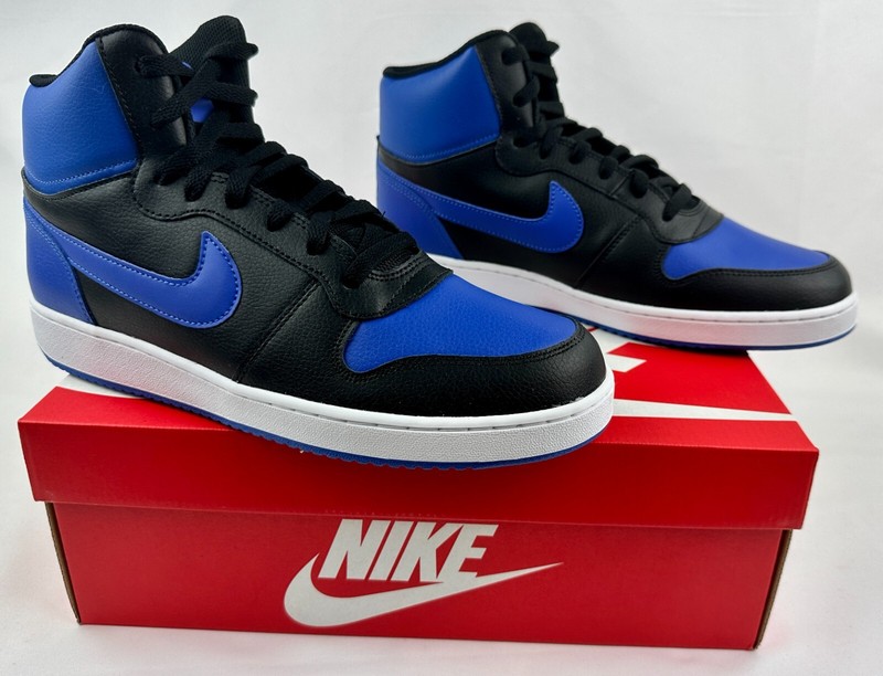 Nike Men Ebernon Mid Sneaker Black/Game Royal-White AQ1773-001 Mens Sz NIB