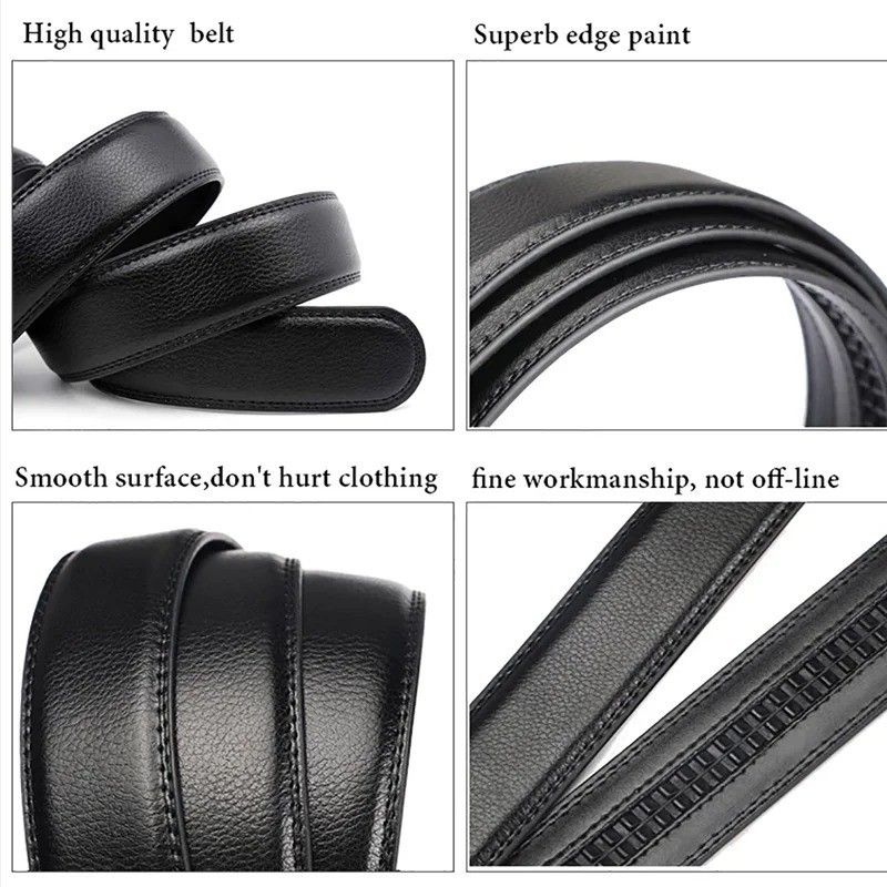 Men's Ratchet Automatic Buckle Belt - Black Micro-Adjustable Dress Casual Belt gallery