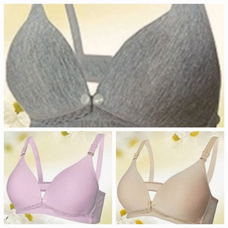Maternity Nursing Bra Womens 34C Breastfeeding Cotton Blend Wire Free 3 Pack NEW gallery