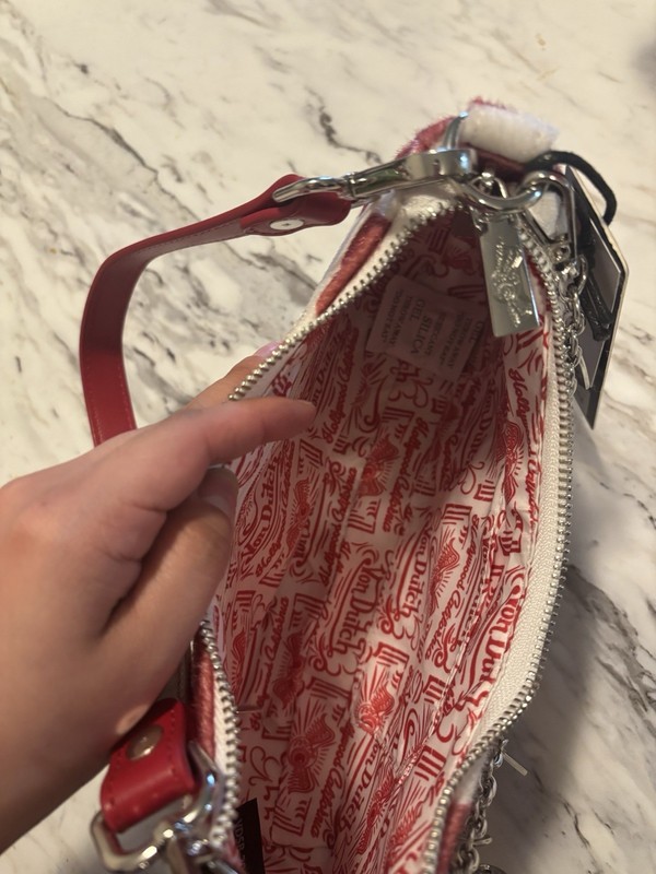 Von Dutch Small Cow Print Shoulder Bag Zip Closure Chain Strap Charm Pockets gallery